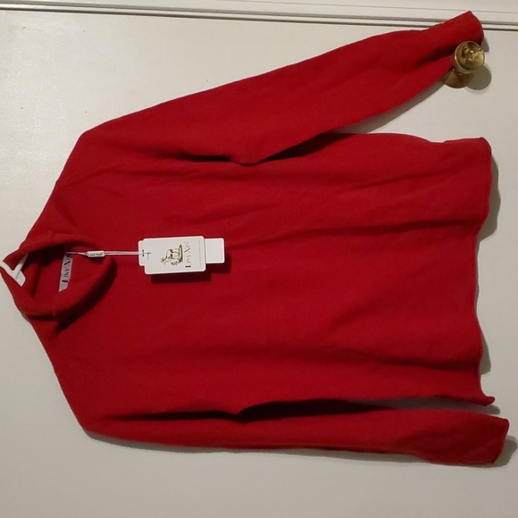 New Liny Xin women's L red soft superfine merino wool turtleneck sweater - Picture 1 of 9